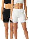 Cycling Shorts in Modal Cotton Supersoft Fabric Pack of 2 ( White,Black )