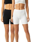 Cycling Shorts for woman in Cotton Stretchable pack of 2 (White And Black)