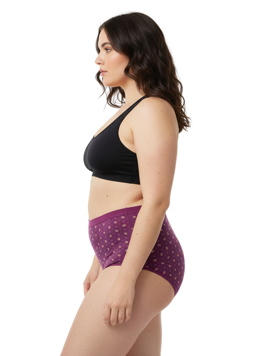 High Waist Plus Size Hipster Cotton Printed Panty Pack Of 3