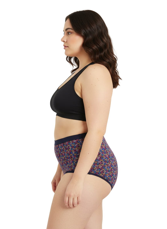 High Waist Geometric Print Plus Size Hipster Cotton Panty Pack Of 3