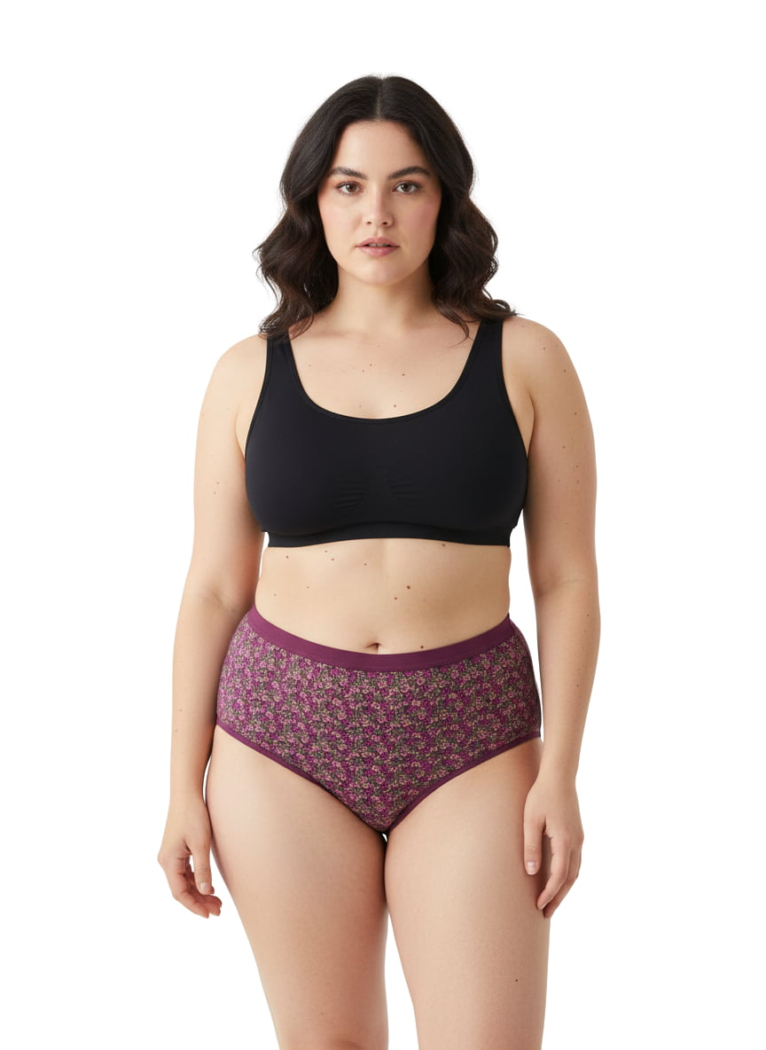 High Waist Geometric Print Plus Size Hipster Cotton Panty Pack Of 3