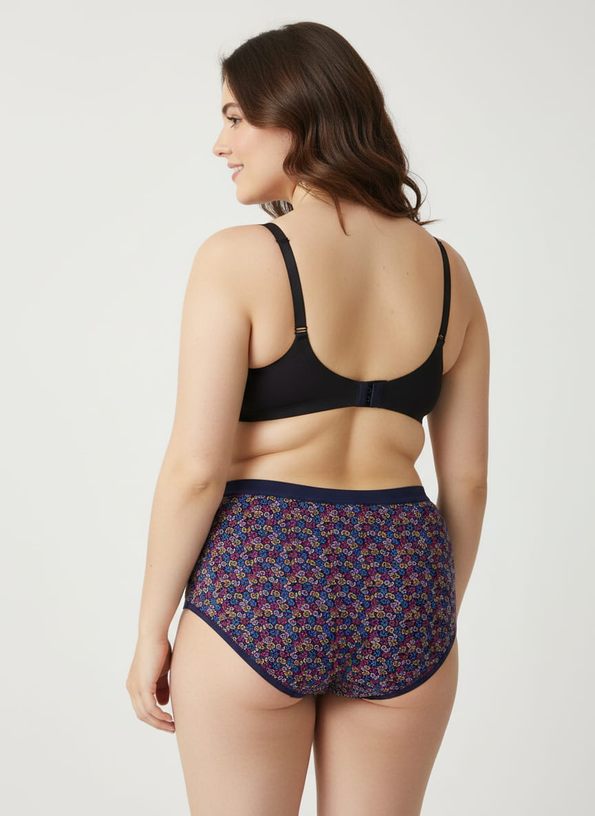 High Waist Geometric Print Plus Size Hipster Cotton Panty Pack Of 3