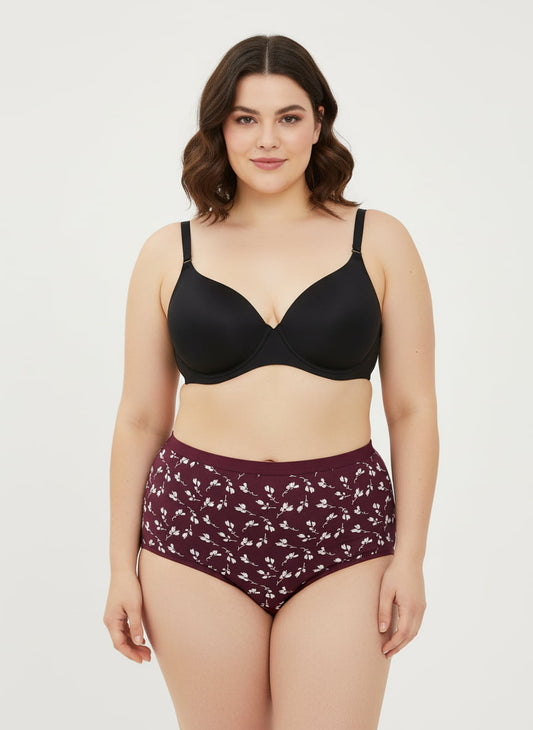 High Waist Plus Size Hipster Cotton Printed Panty