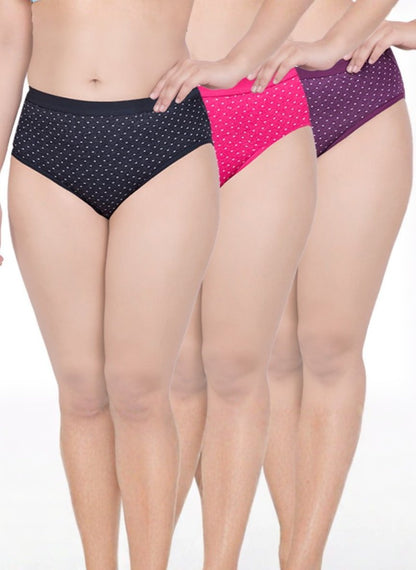 Dot Print Mid Rise Cotton Hipster Panties