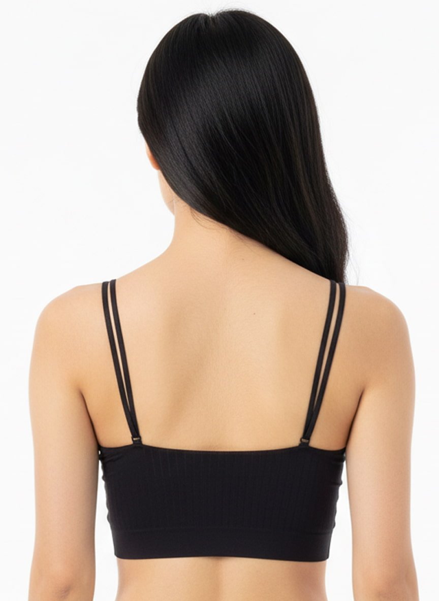 Full Coverage Padded Strapless Crisscross Sports Bra Black