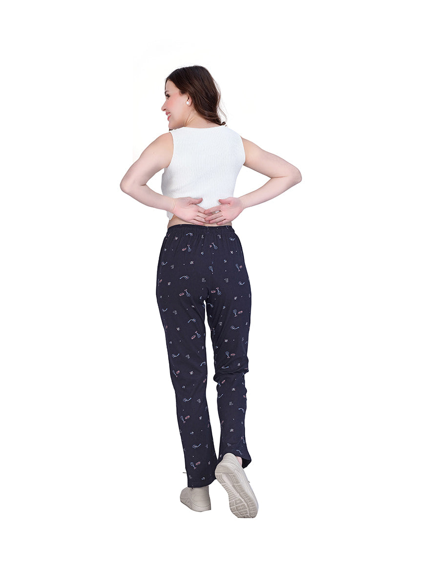 Print Pyjama In Dark Navy Color Cotton