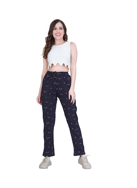 Print Pyjama In Dark Navy Color Cotton