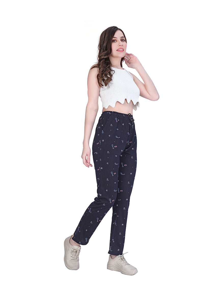 Print Pyjama In Dark Navy Color Cotton
