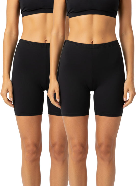 Cycling Shorts for woman in Cotton Stretchable pack of 2 (Black And Black)