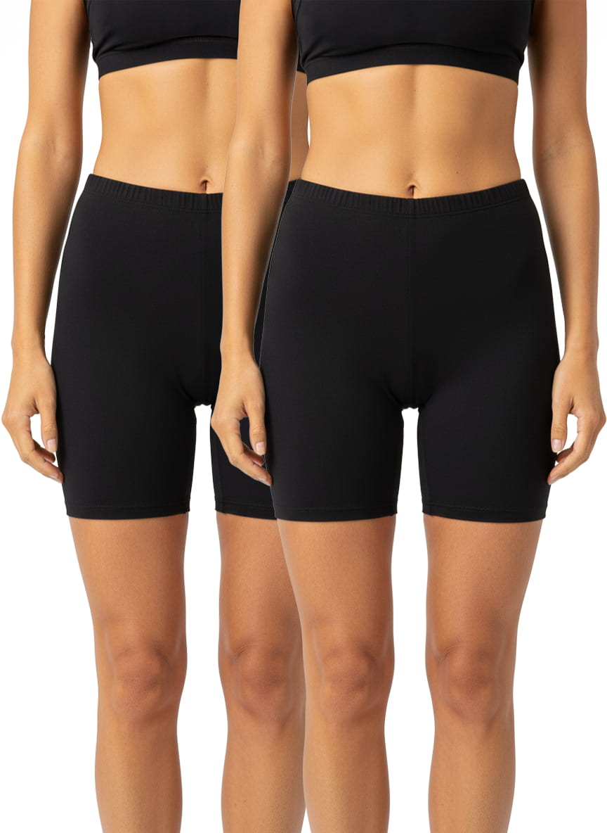 Cycling Shorts in Modal Cotton Supersoft Fabric Pack of 2 ( Black,Black )