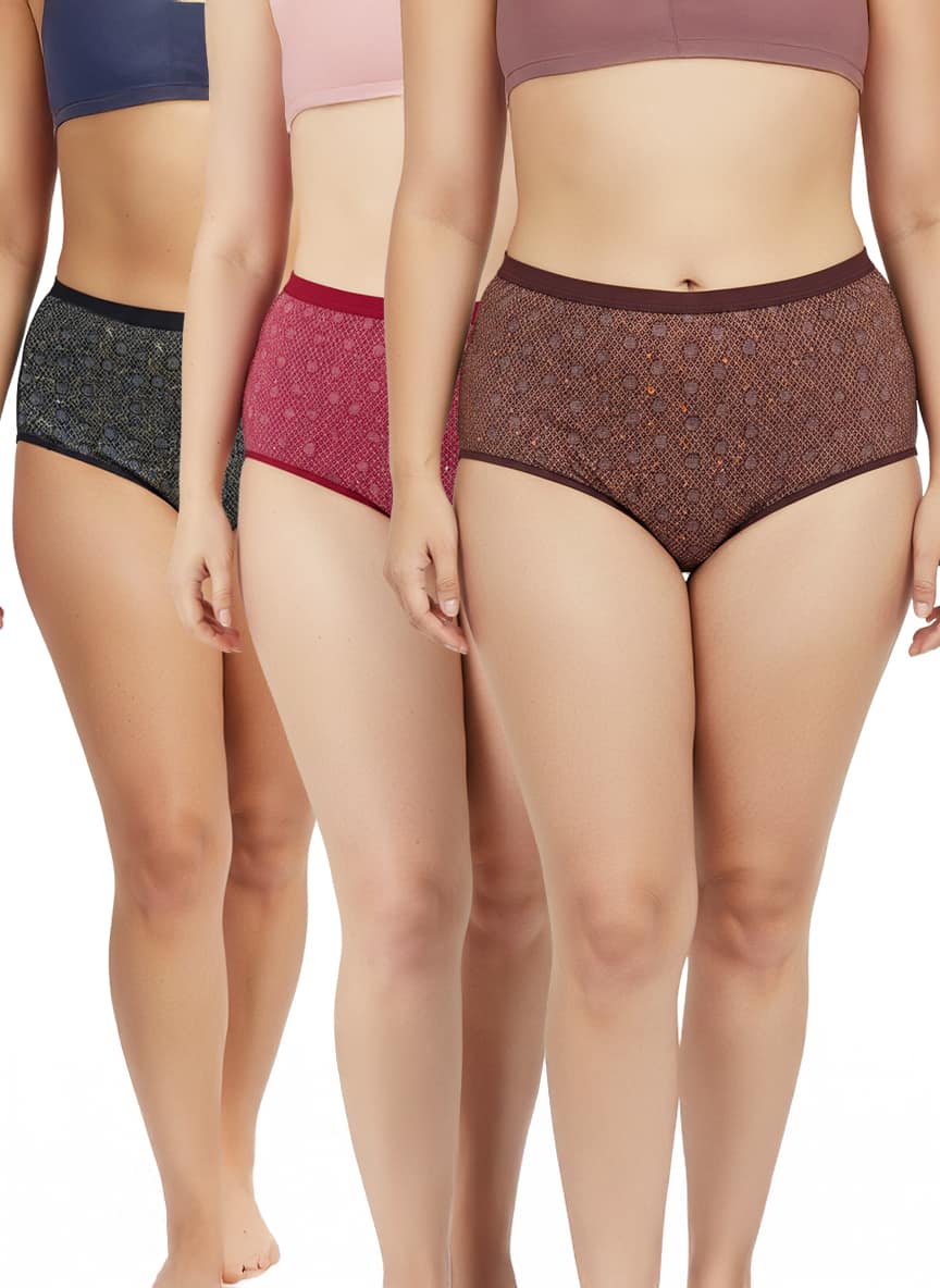 High Waist Plus Size Hipster Cotton Printed Panty
