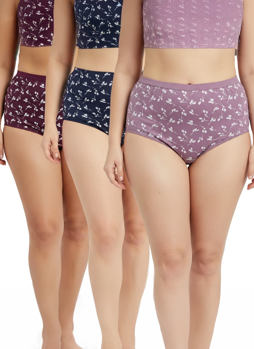 High Waist Plus Size Hipster Cotton Printed Panty