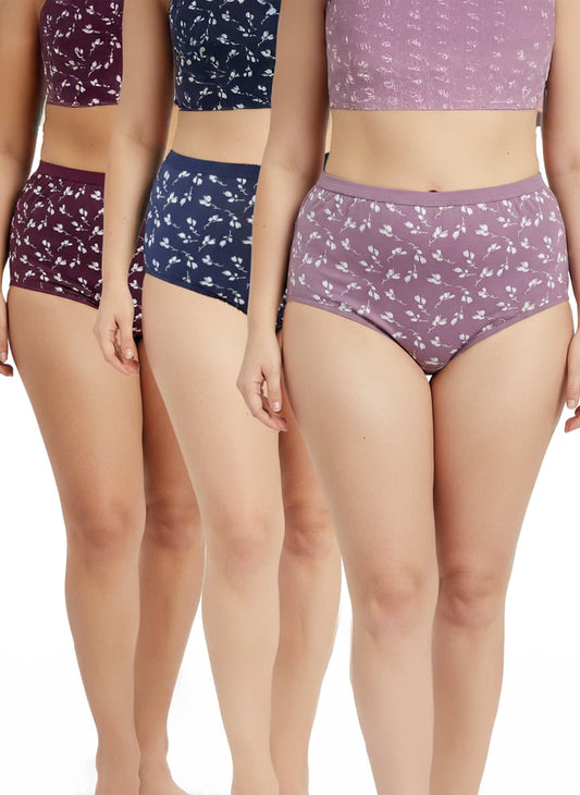 High Waist Plus Size Hipster Cotton Printed Panty