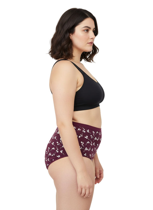 High Waist Plus Size Hipster Cotton Printed Panty