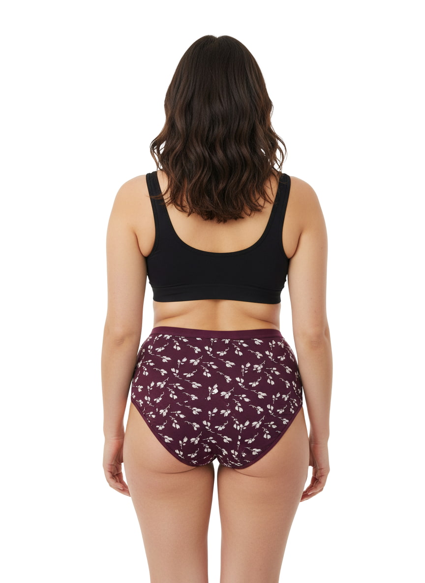 High Waist Plus Size Hipster Cotton Printed Panty