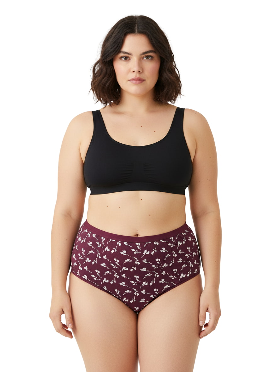 High Waist Plus Size Hipster Cotton Printed Panty