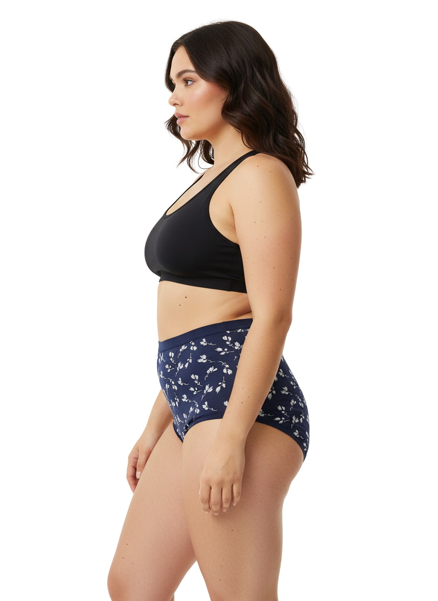 High Waist Plus Size Hipster Cotton Printed Panty