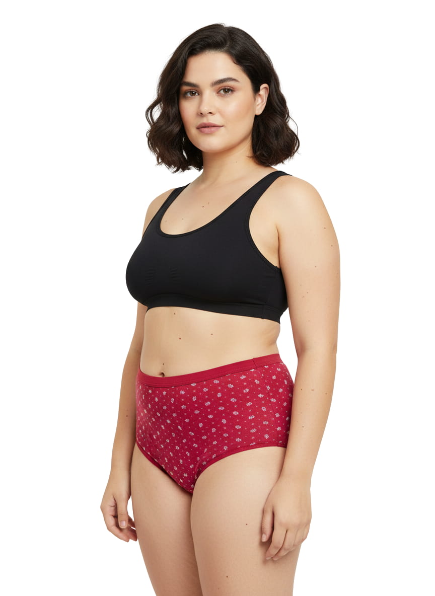 High Waist Plus Size Hipster Cotton Printed Panty Pack Of 3