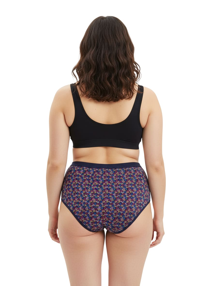 High Waist Geometric Print Plus Size Hipster Cotton  Panty Pack Of 3