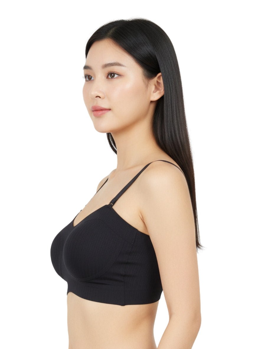 Full Coverage Padded Strapless Crisscross Sports Bra Black