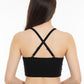 Full Coverage Padded Strapless Crisscross Sports Bra Black