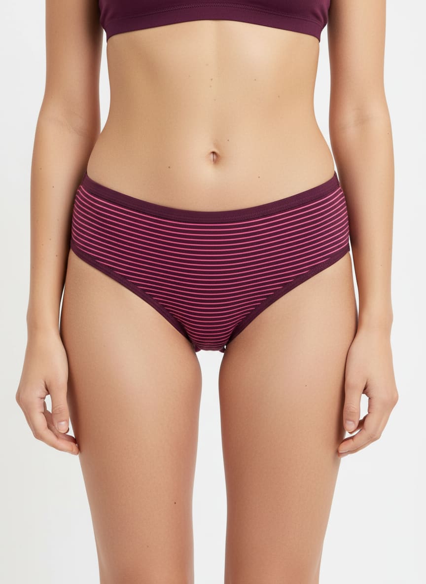 Bikini Panties In Striped Modal Stretchable Fabric