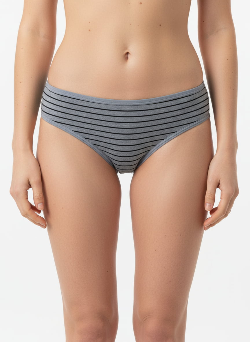 Pack Of 3 Low Waist Striped Panties-Cotton