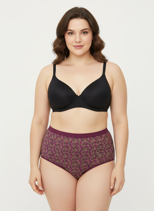 High Waist Geometric Print Plus Size Hipster Cotton  Panty Pack Of 3