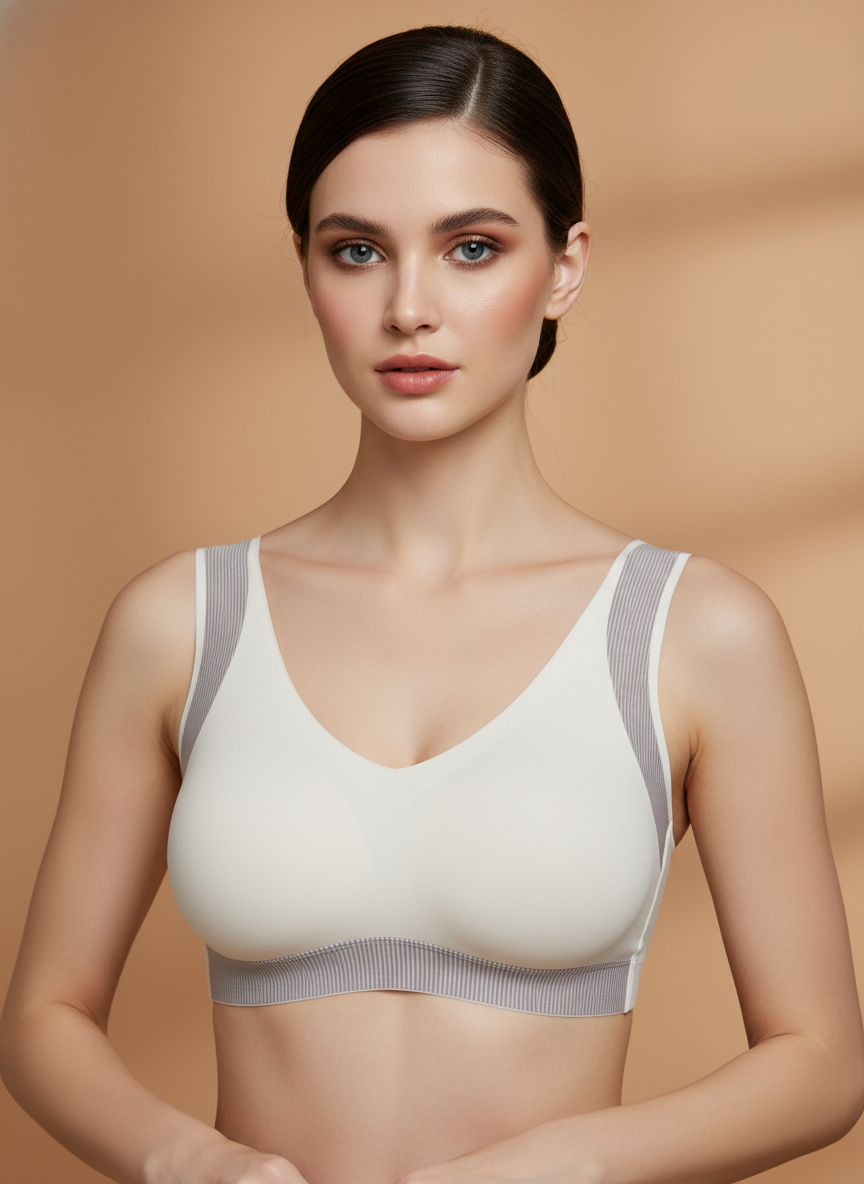 PADDED NON-WIRED FULL CUP STRIPED SOLID BRA