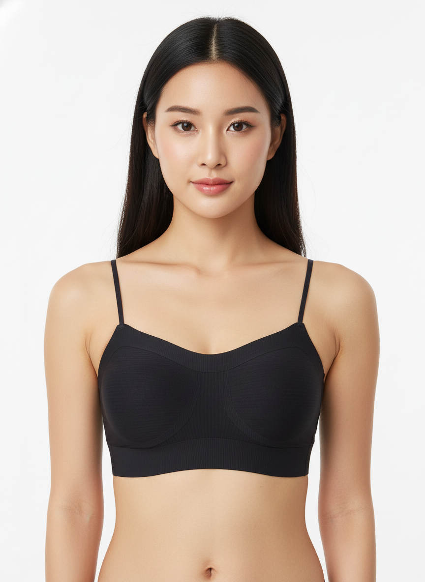 FULL COVERAGE PADDED STEPLES CRISSCROSS SPORTS BRA BLACK