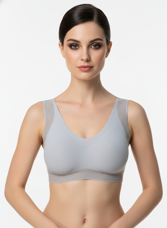 PADDED NON-WIRED FULL CUP STRIPED SOLID BRA