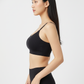 FULL COVERAGE PADDED STEPLES CRISSCROSS SPORTS BRA BLACK