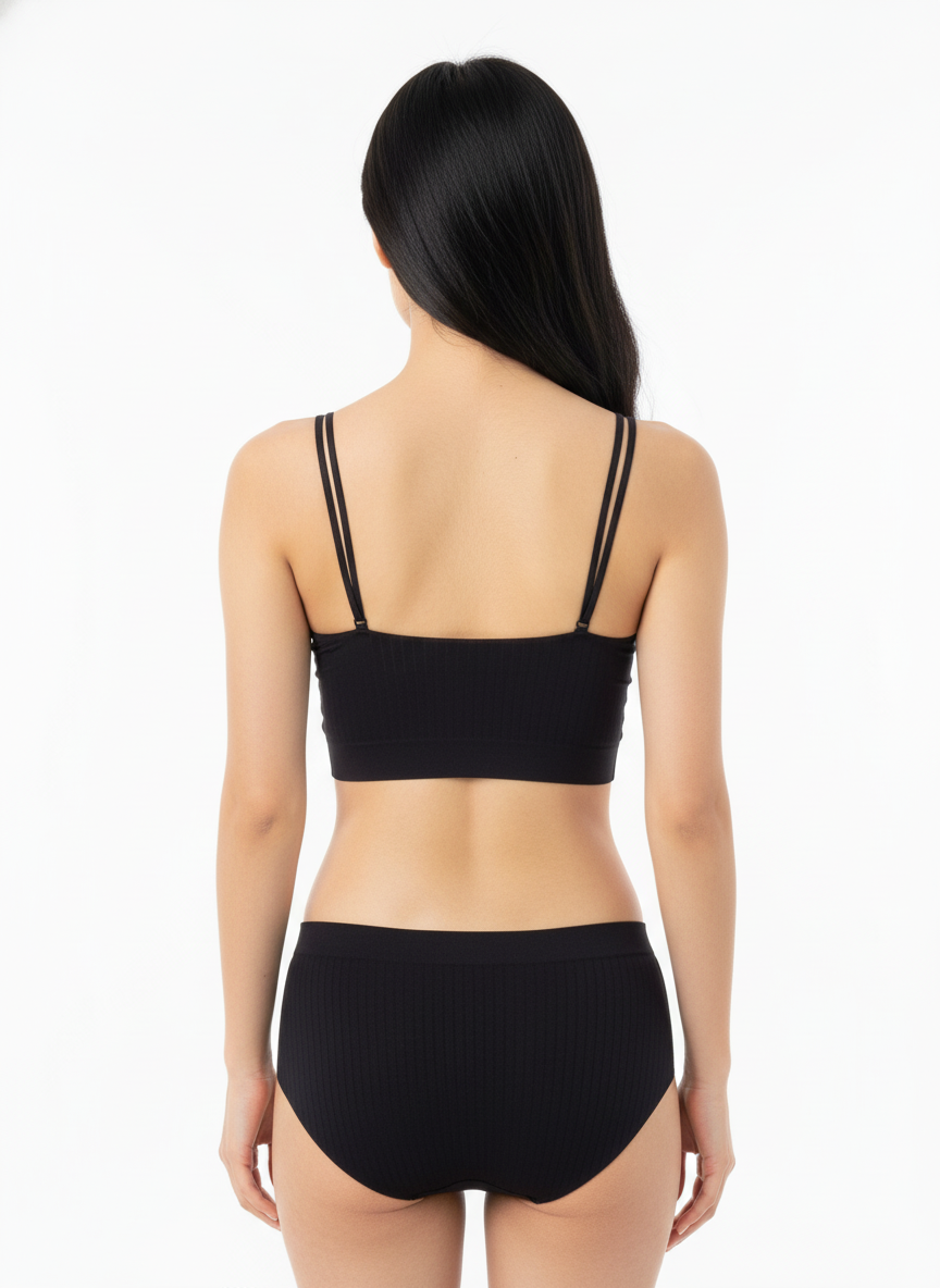 FULL COVERAGE PADDED STEPLES CRISSCROSS SPORTS BRA BLACK