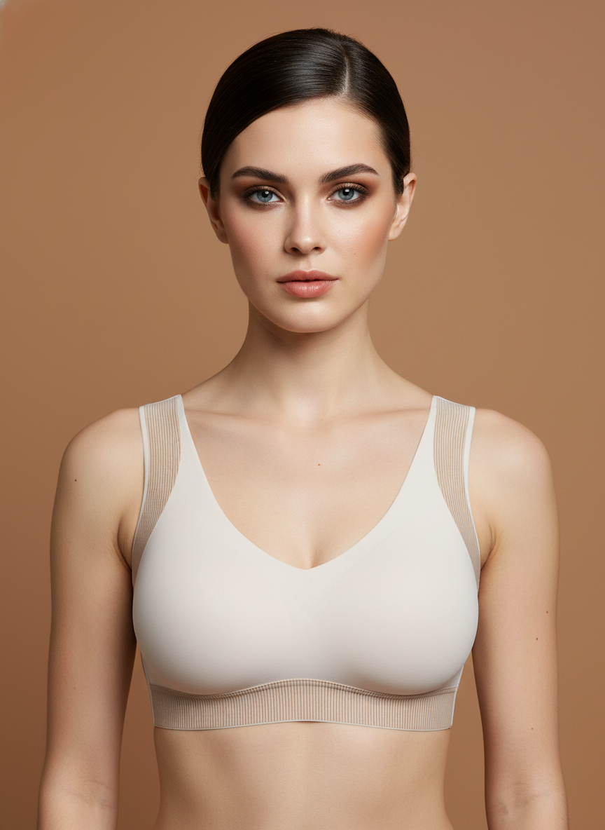 PADDED NON-WIRED FULL CUP STRIPED SOLID BRA