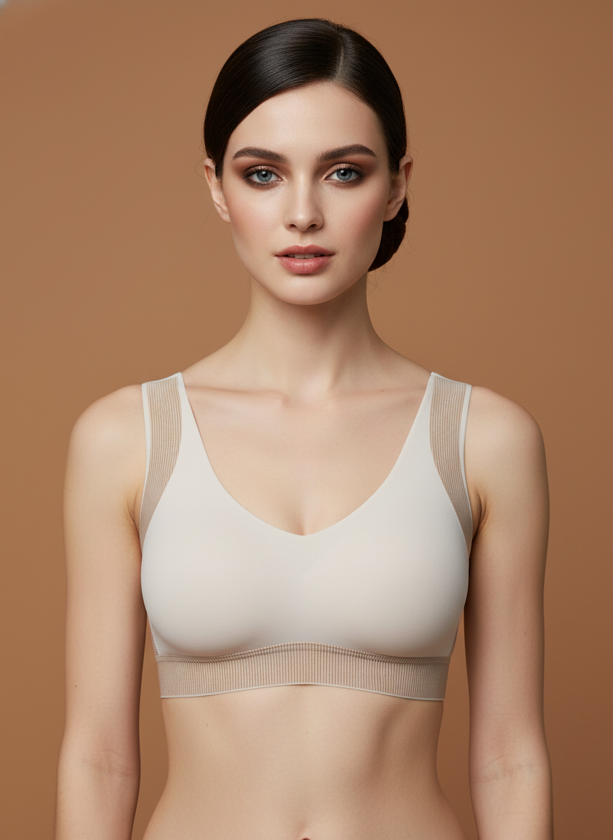 PADDED NON-WIRED FULL CUP STRIPED SOLID BRA