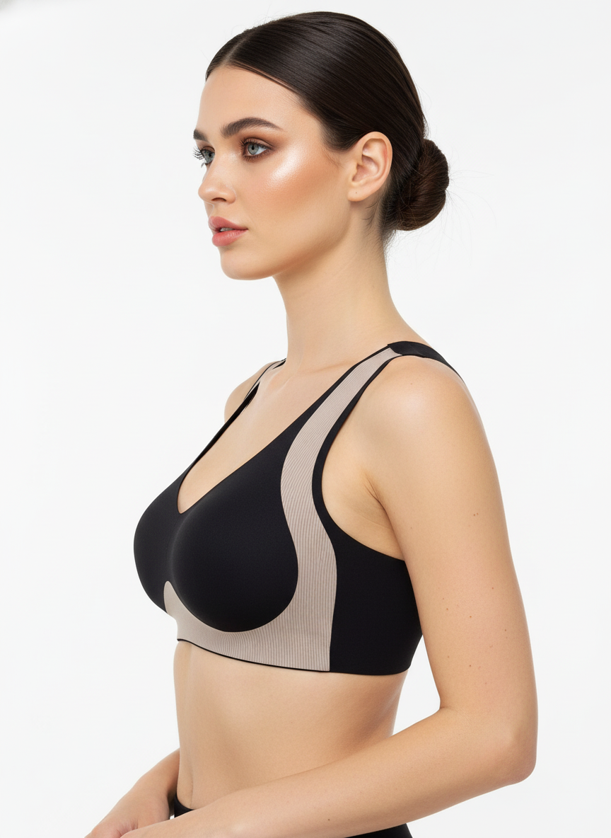 PADDED NON-WIRED FULL CUP STRIPED SOLID BRA