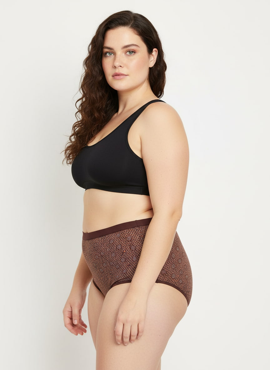 High Waist Plus Size Hipster Cotton Printed Panty