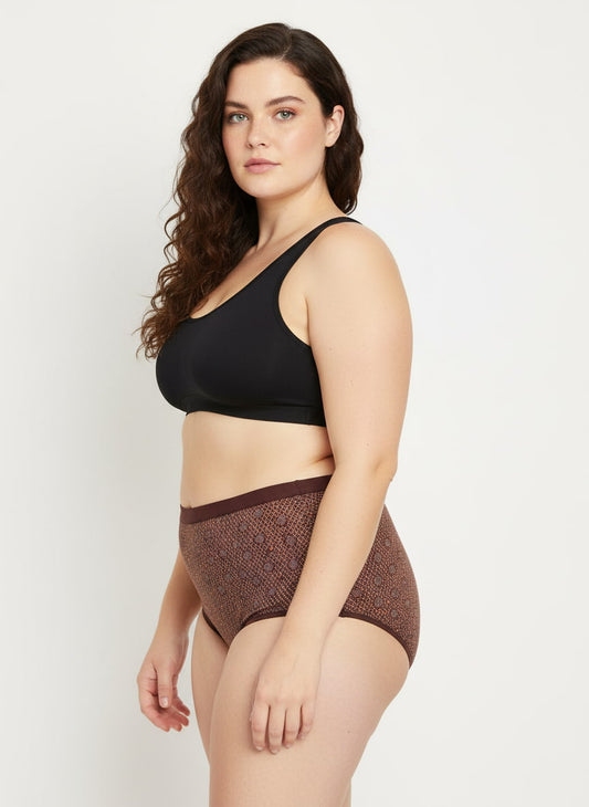 High Waist Plus Size Hipster Cotton Printed Panty
