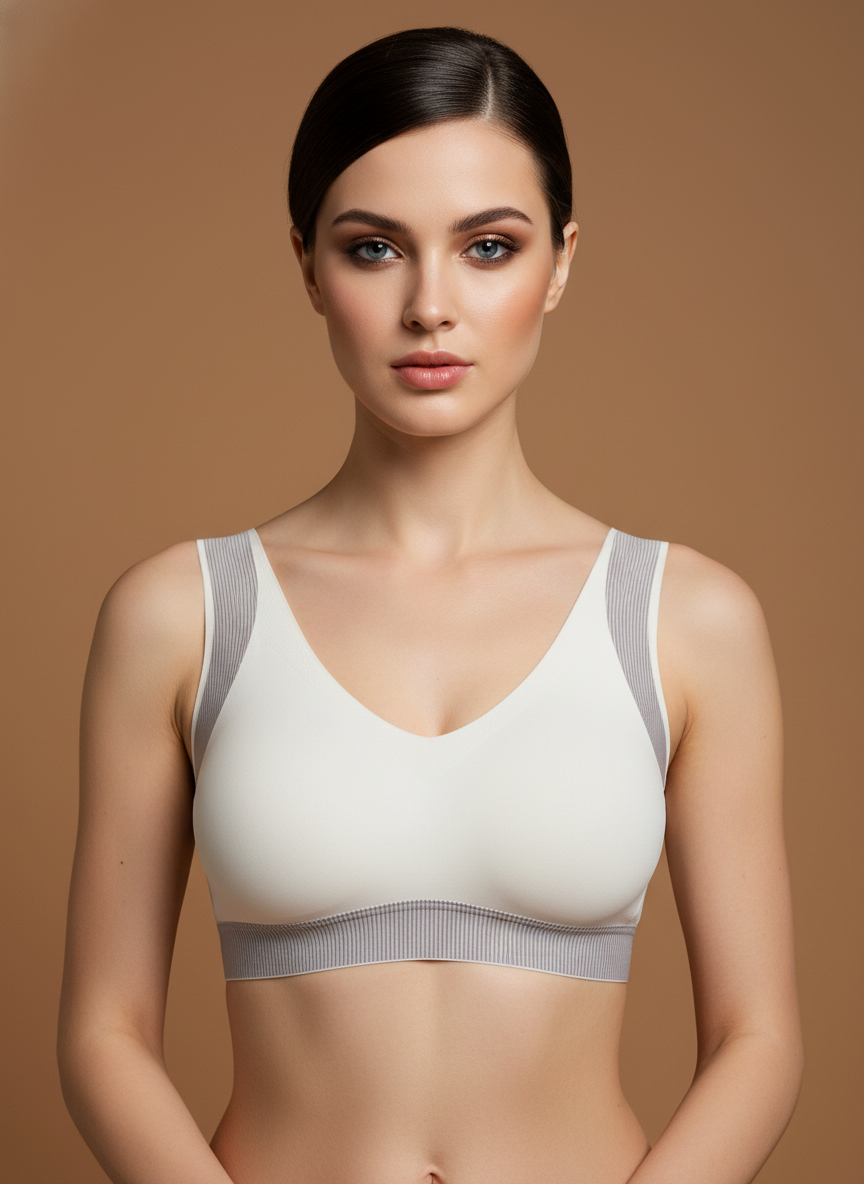 PADDED NON-WIRED FULL CUP STRIPED SOLID BRA