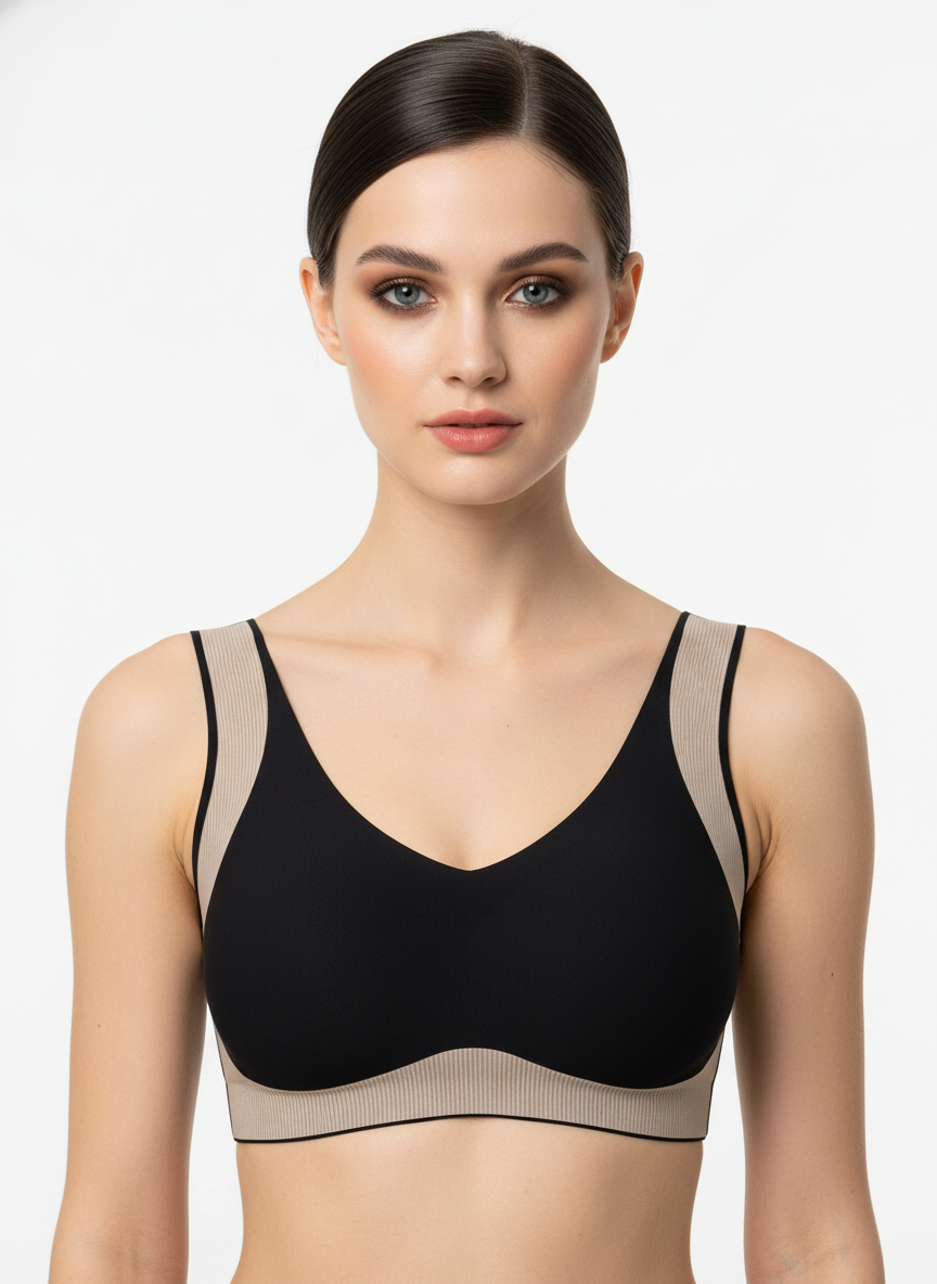 PADDED NON-WIRED FULL CUP STRIPED SOLID BRA